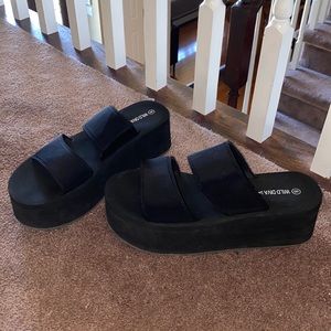 Wild Diva platform foam black wedge. Size 8, gently worn